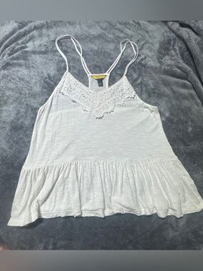 Prince & Fox Lace-Trim White Ruffle Hem Tank Top - Women